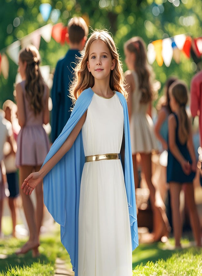 VZQI Virgin Mary Costume for Girls Biblical Robe for Kids Halloween Bible Set, Blue - Image 2